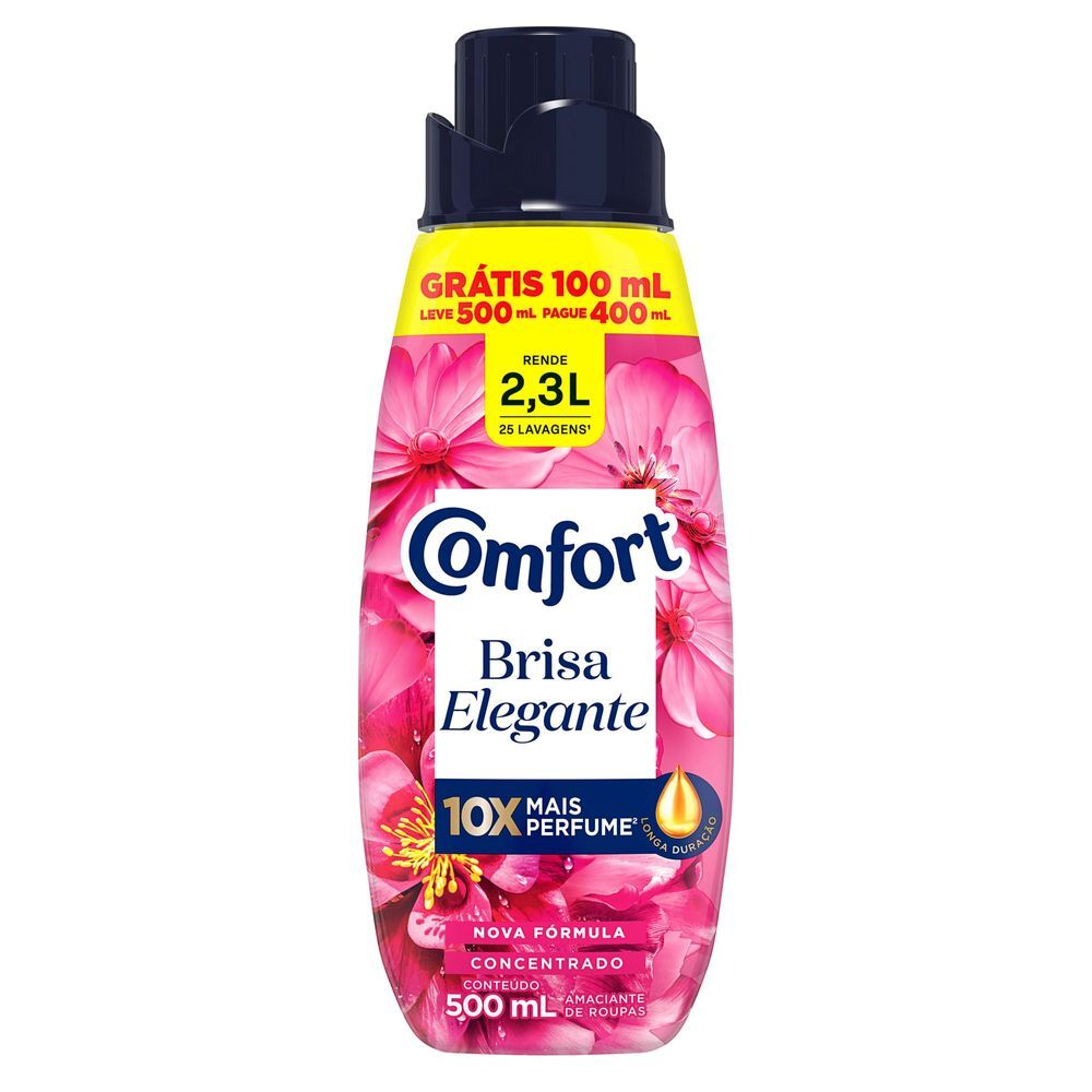 Amaciante de Roupa Concentrado com Óleo de Argan Brisa Elegante Comfort Frasco Leve 500ml Pague 400ml