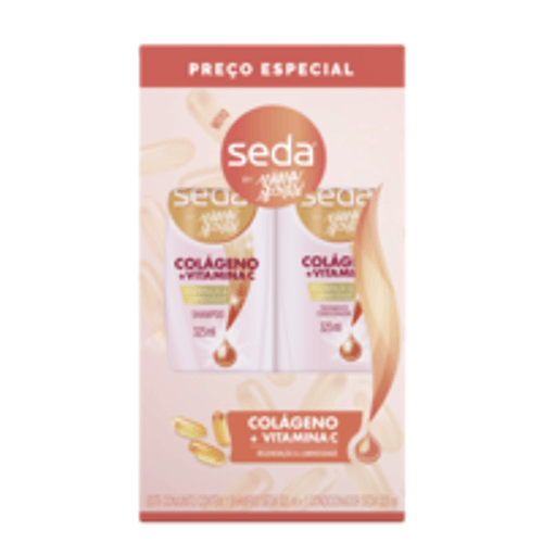 Kit Shampoo + Tratamento Condicionador Seda by Niina Secrets Colágeno e Vitamina C 325ml Cada Preço Especial