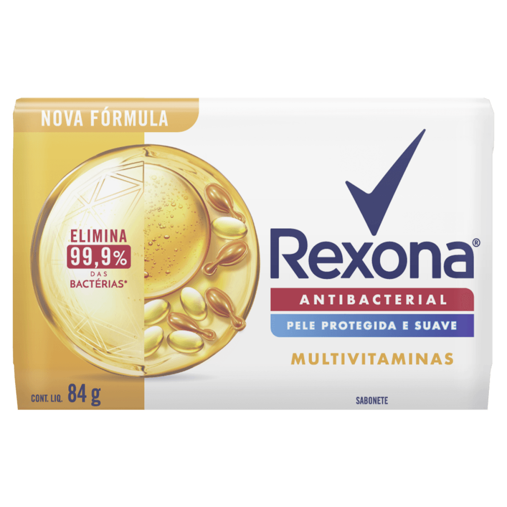 Sabonete em Barra Antibacterial Multivitaminas Rexona Envoltório 84g