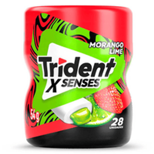 Chiclete Trident XSenses Morango Lime Sem Açúcar Garrafa 54g