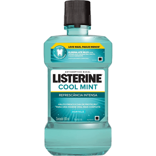 Enxaguante Bucal Antisséptico Hortelã Listerine Cool Mint Refrescância Intensa Frasco 1l Leve Mais Pague Menos