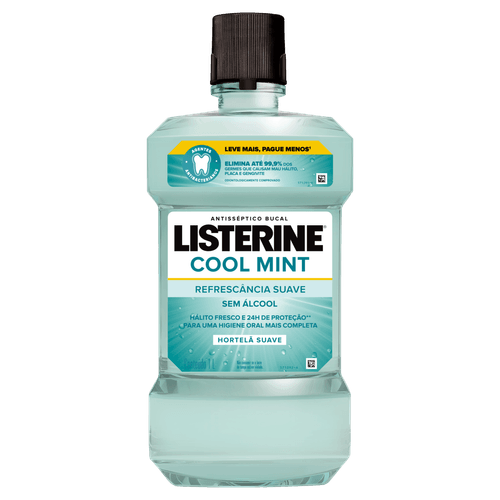 Enxaguante Bucal Antisséptico Zero Álcool Hortelã Suave Listerine Cool Mint Refrescância Suave Frasco 1l Leve Mais Pague Menos