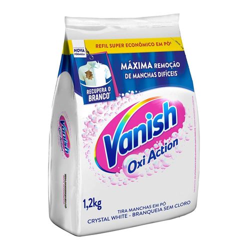 Tira Manchas Vanish em Pó Crystal White Oxi Action para roupas brancas refil econômico 1,2kg