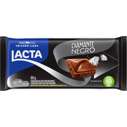 Chocolate Lacta ao leite Diamante Negro 80g