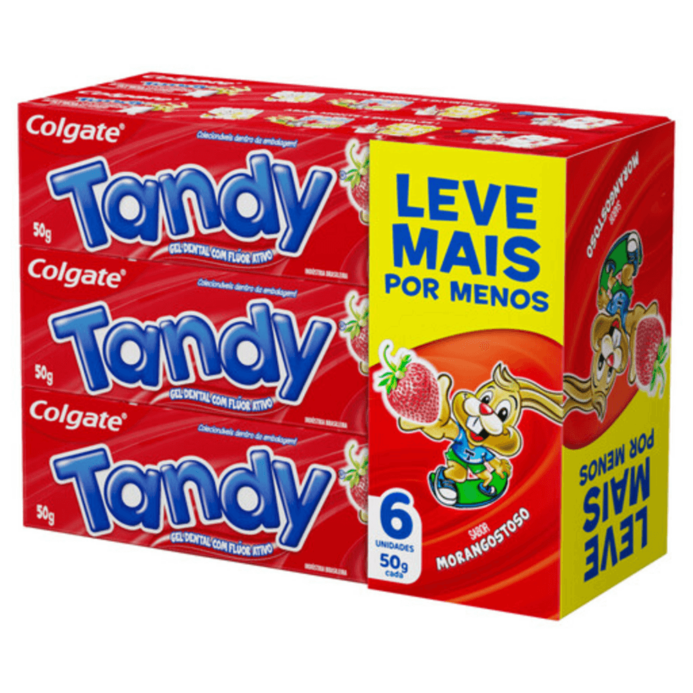 gel dental infantil com flúor morangostoso colgate tandy caixa 6 unidades 50g cada leve mais pague menos