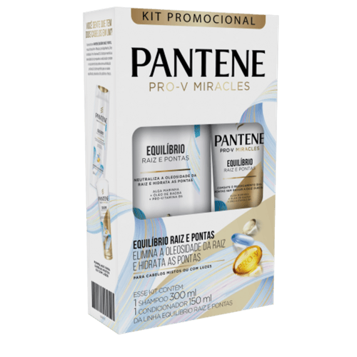 Kit Promocional Shampoo 300ml + Condicionador 150ml Pantene Pro-V Miracles Equilíbrio Raiz e Pontas