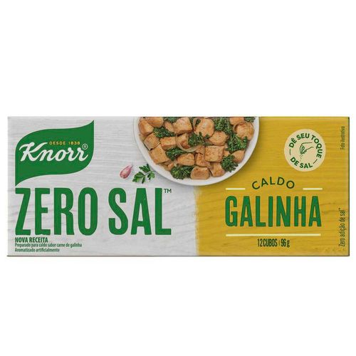 Preparado para Caldo Tablete Carne de Galinha Knorr Zero Sal Caixa 96g 12 Unidades