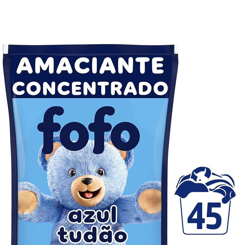 Amaciante de Roupa Concentrado Azul Tudão Fofo Sachê 900ml Refil