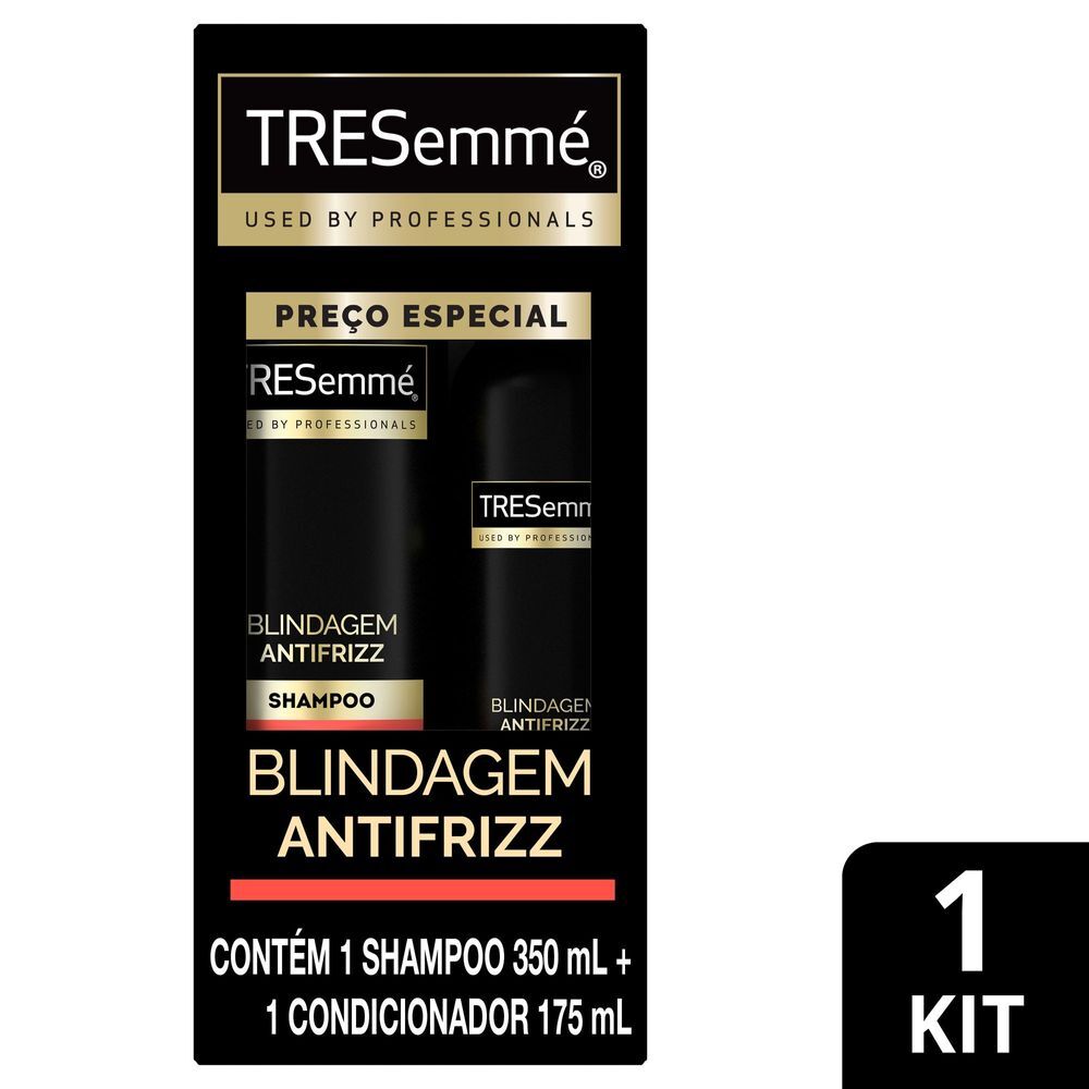 Kit Shampoo 350ml + Condicionador 175ml Ácido Hialurônico e Queratina Hidrolisada Tresemmé Blindagem Antifrizz Preço Especial