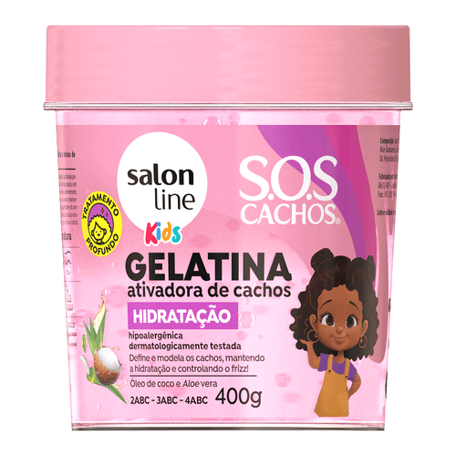 Gelatina Ativadora de Cachos SOS Cachos Kids Hidratação Salon Line 400g
