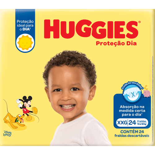 Fralda Descartável Infantil Huggies Proteção Dia XXG 14 a 18kg Pacote 24 Unidades