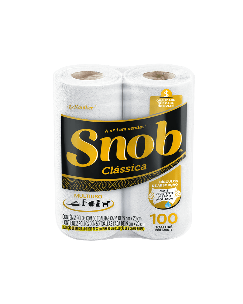 Papel Toalha Snob Folha Dupla Econômica com 100 folhas