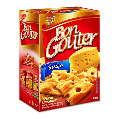 Biscoito Salgado para Petisco Queijo Suíço Bon Gouter Caixa 100g