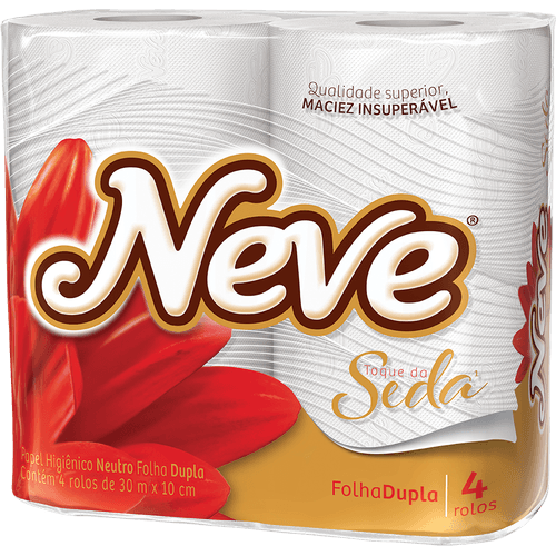 Papel Higiênico Folha Dupla Neutro Neve Toque da Seda 30m Pacote 4 Unidades