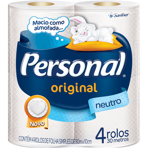 Papel Higiênico Personal Branquíssimo E Fofíssimo Folha Simples 30m 4r