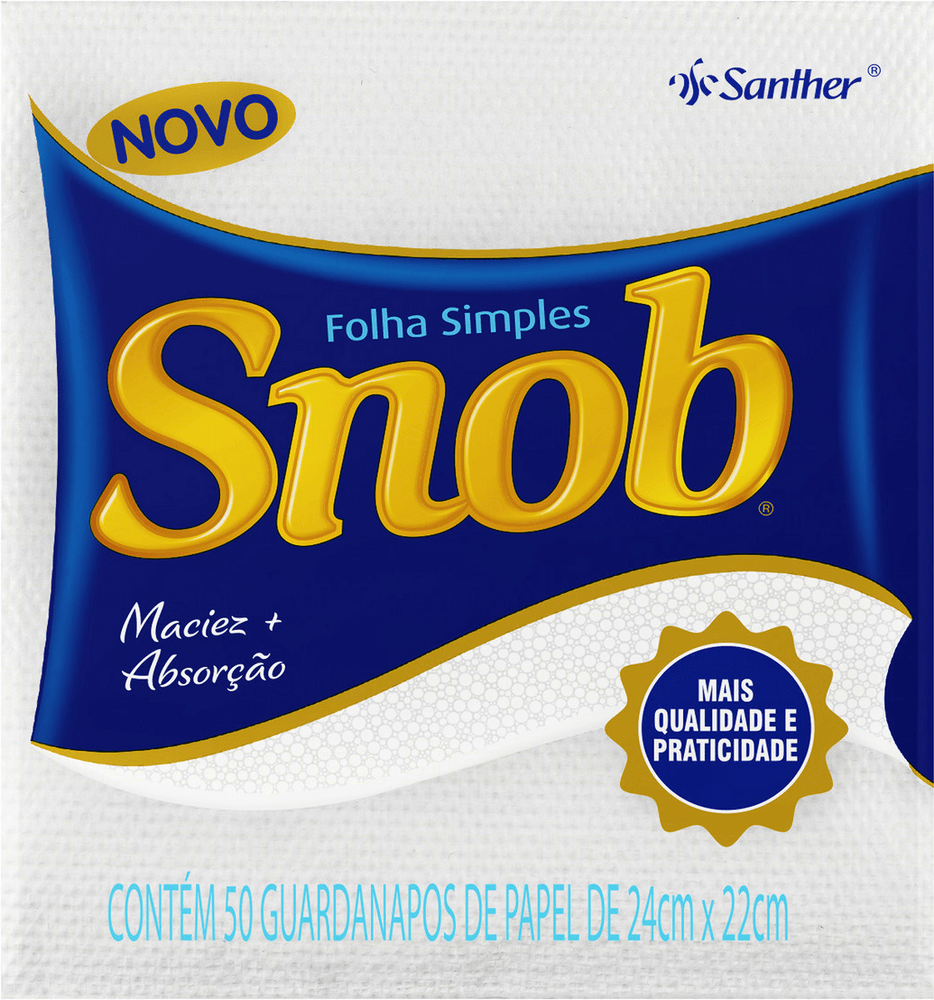 Guardanapo Snob Folha Simples de 24 x 22 cm 50 unidades