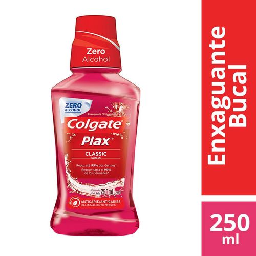 Enxaguante Bucal Anticárie Zero Álcool Classic Splash Colgate Plax Frasco 250ml