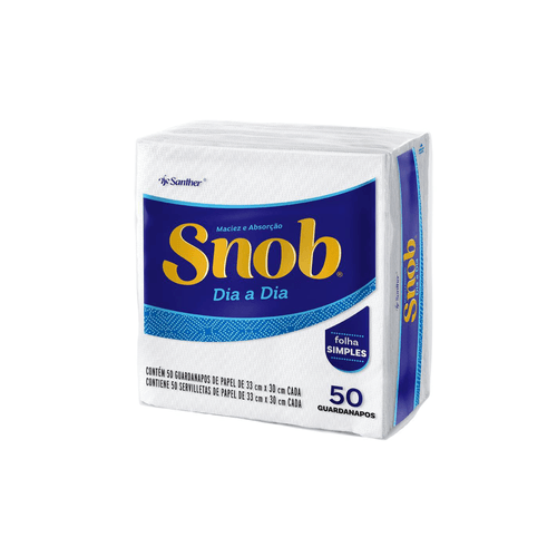 Guardanapo Snob Folha Simples de 33 x 30 cm com 50 unidades