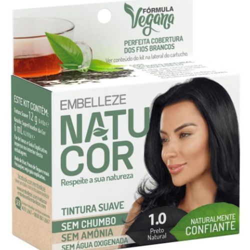 Tintura Permanente Natucor 24g 1.0 Preto Natural Chá Preto Unit