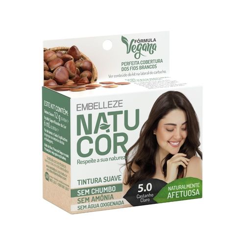 Tintura Permanente Natucor 24g 5.0 Castanho Claro Castanha Do Pará Unit