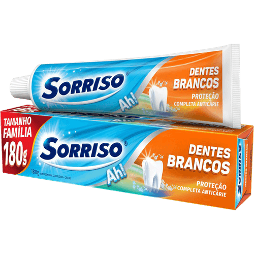 Creme Dental com Flúor e Cálcio Anticárie Sorriso Dentes Brancos Caixa 180g Tamanho Família