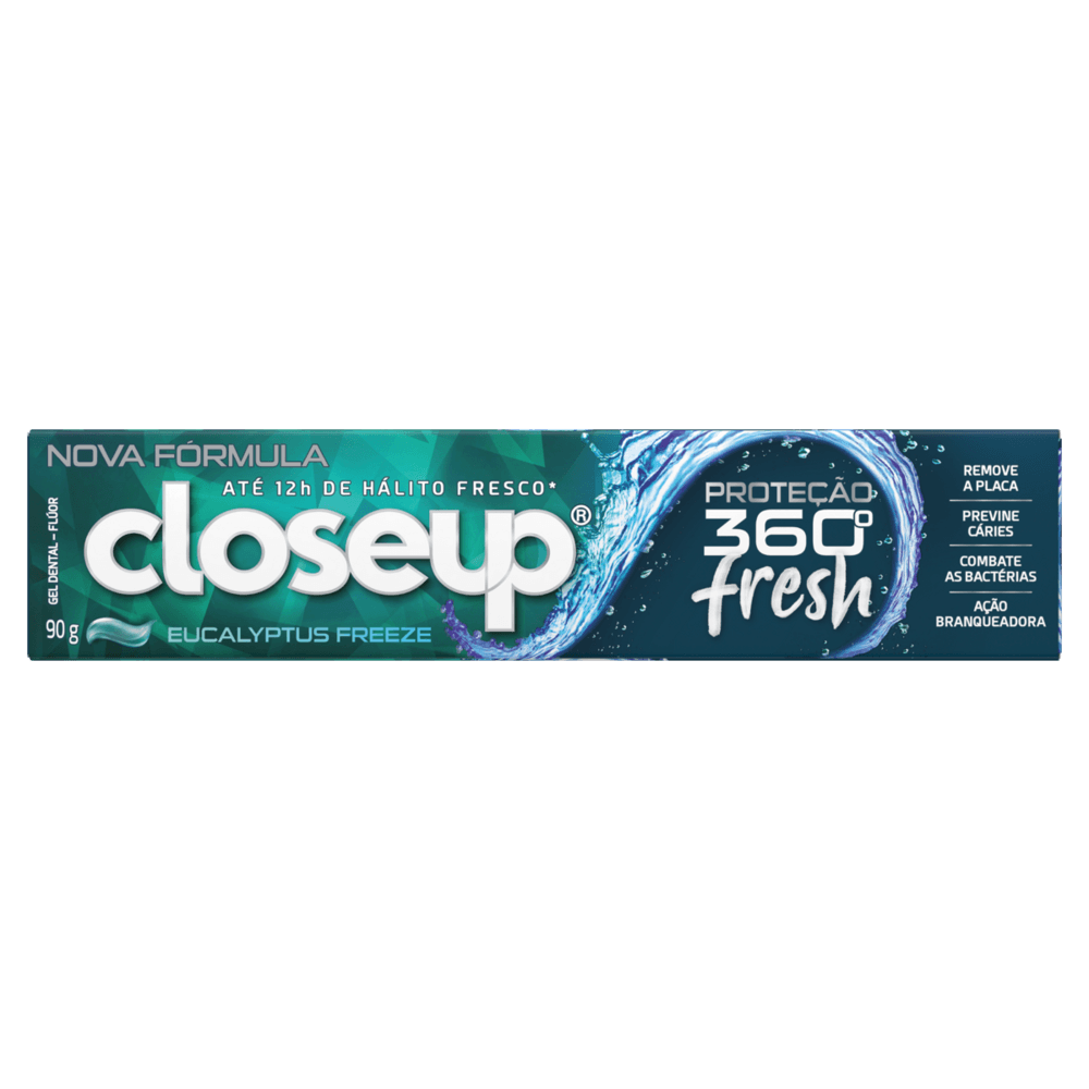 Gel Dental com Flúor Eucalyptus Freeze Closeup Proteção 360° Fresh Caixa 90g
