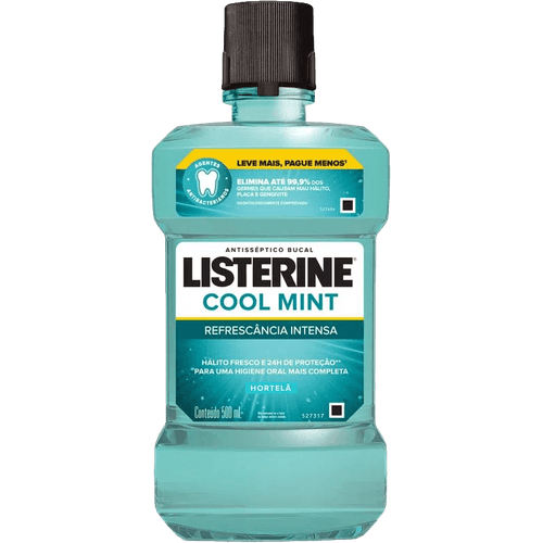 Enxaguante Bucal Antisséptico Hortelã Listerine Cool Mint Frasco Leve 500ml Pague 350ml