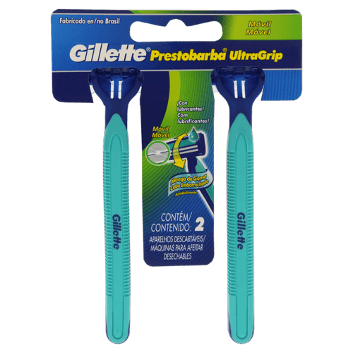 Aparelho Descartável para Barbear Cabeça Fixa Gillette Prestobarba UltraGrip 2 Unidades