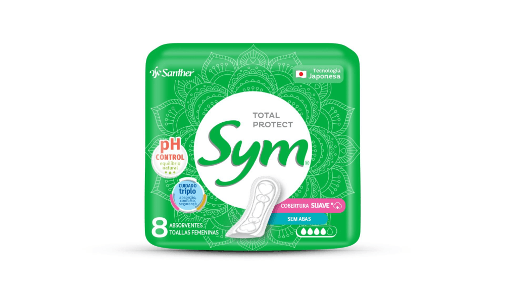 Absorvente Sym Total Protect Cobertura Suave sem Abas 8 unidades - Dec ...