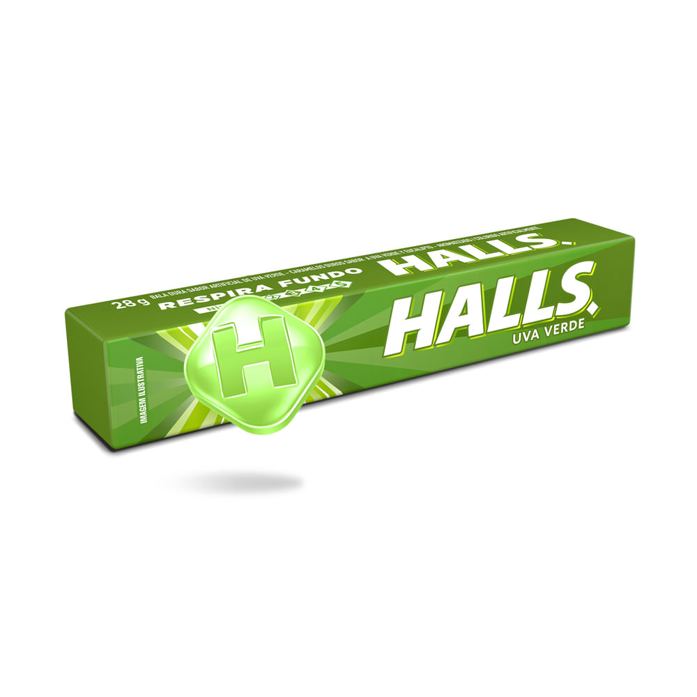 Encontraproduto.com.br - Bala Halls Uva Verde Caixa Com 21 Unidades De 28g