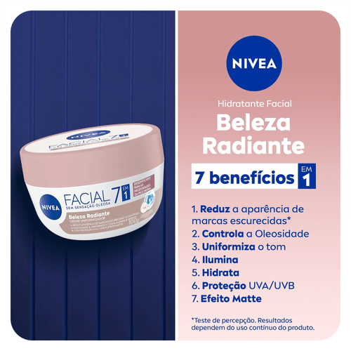 NIVEA Hidratante Facial Beleza Radiante 7 em 1 100g
