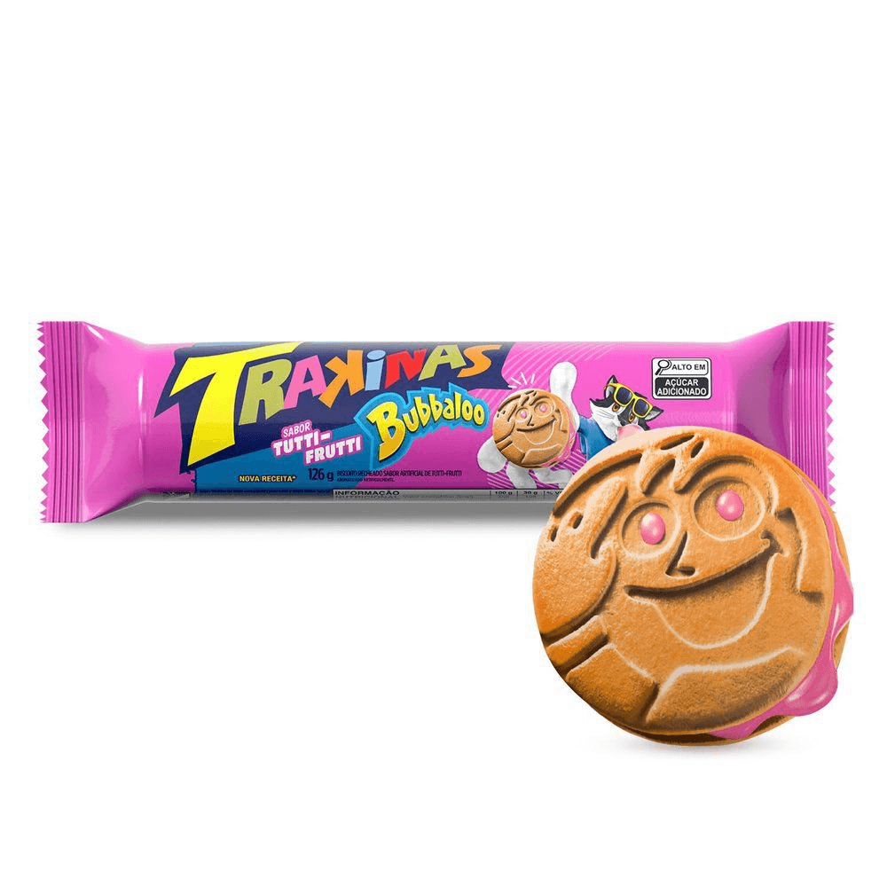 Biscoito recheado Trakinas tutti-frutti 126g - Dec Minas