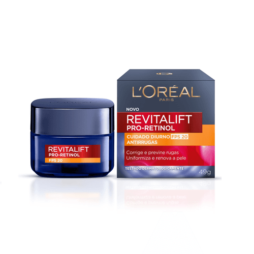 Creme Hidratante Facial Antirrugas L'Oréal Paris Revitalift Retinol FPS 20, 49g