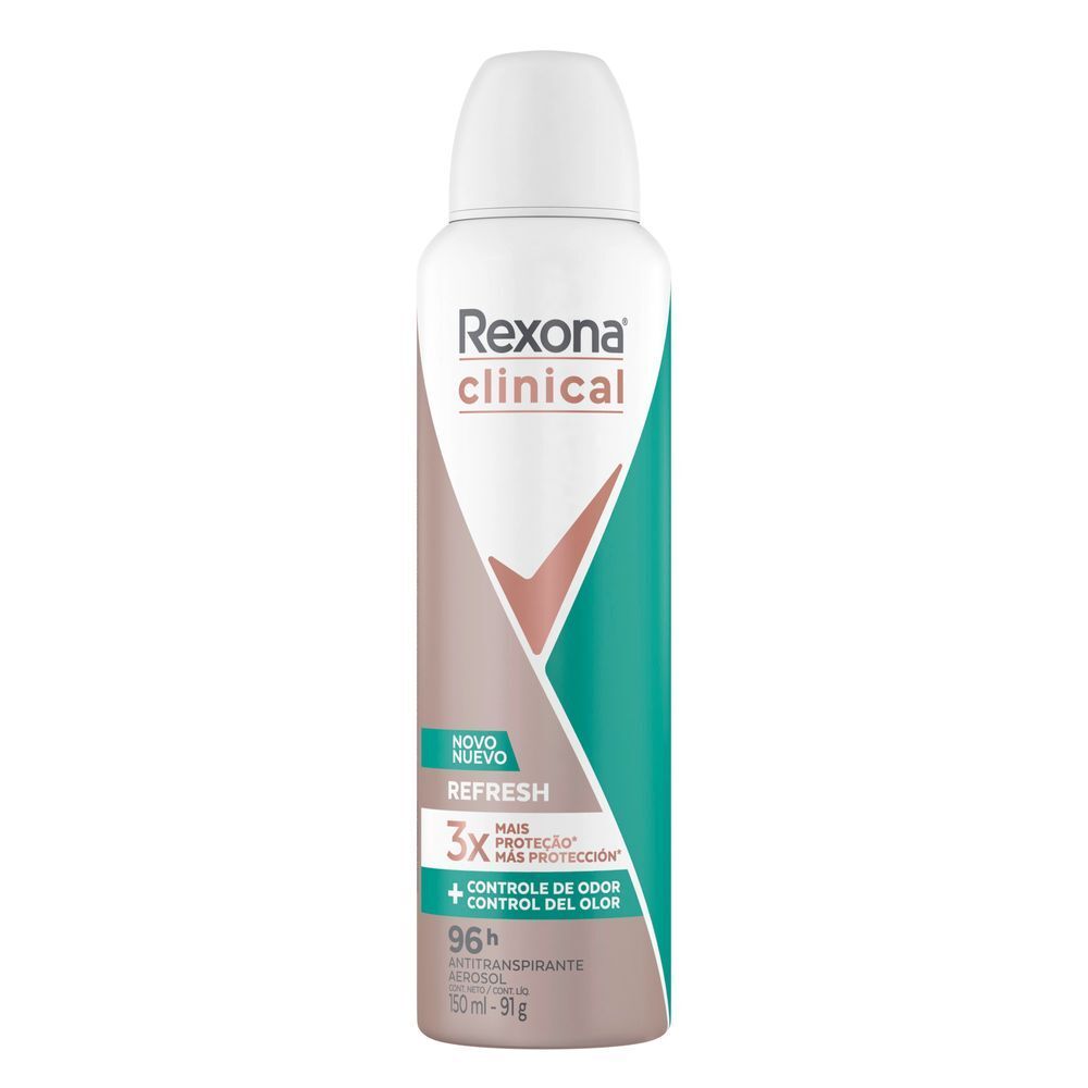 Antitranspirante Aerossol Refresh 96h Rexona Clinical 150ml Spray