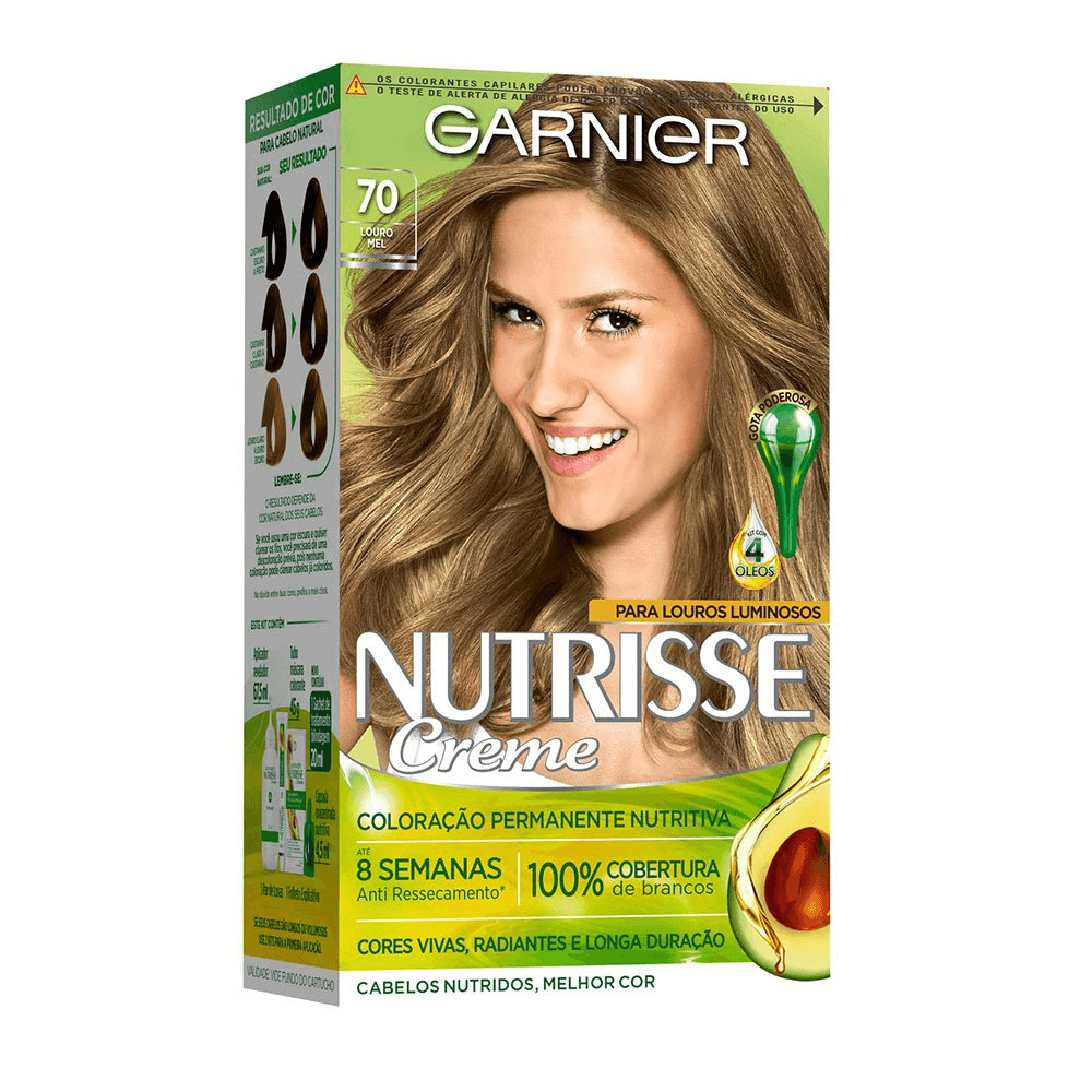 Coloração Garnier Nutrisse Creme 70 Louro Mel - Dec Minas, image size:1000x1000
