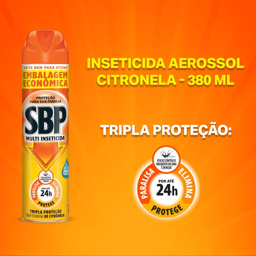 SBP Multi Inseticida Aerossol Óleo de Citronela 380ml Embalagem Econômica