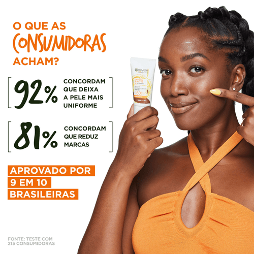 Protetor Solar Facial Hidratante Garnier Uniform & Matte Vitamina C FPS 50 Média, 40g