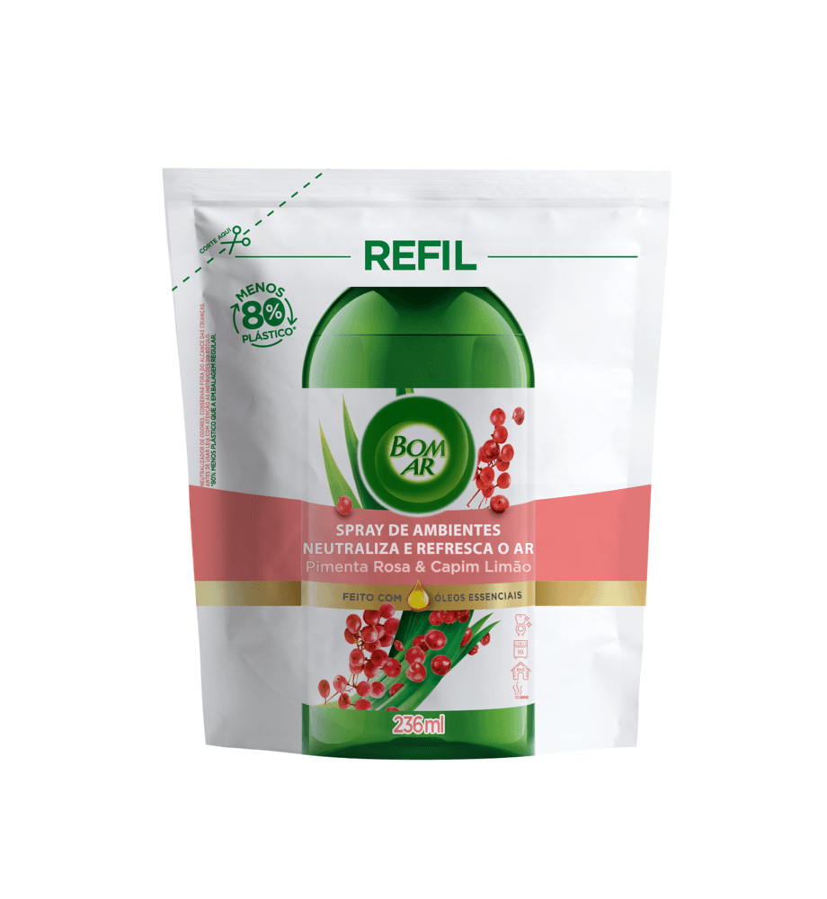 Odorizador de Ambiente Bom Ar Pimenta Rosa e Capim Limão Refil 236ml