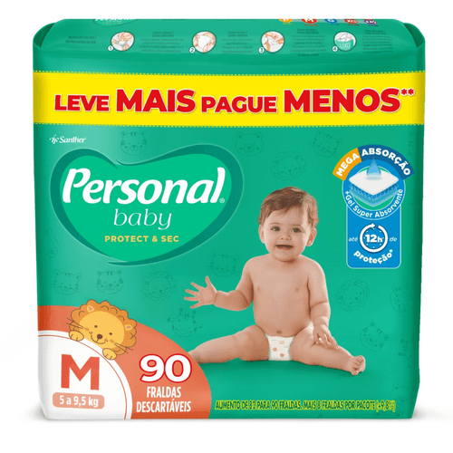 Fralda Personal Baby Protect e Sec Tamanho M Leve Mais Pague Menos Com 90 Fraldas