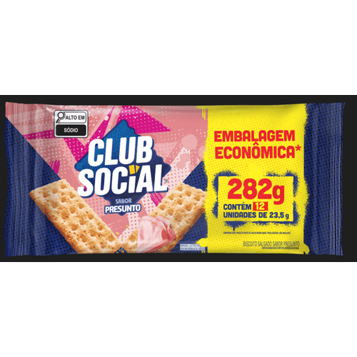 Biscoito Salgado Club Social Presunto Embalagem Econômica 282g
