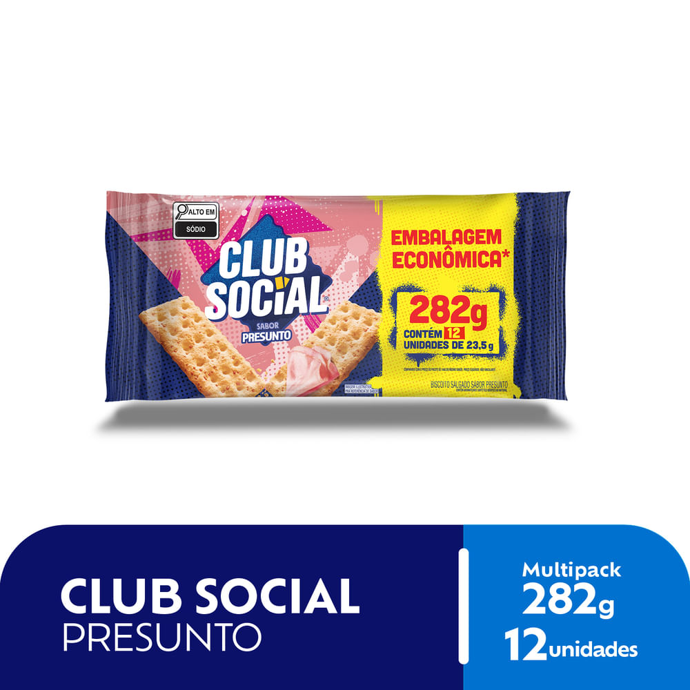 Biscoito Salgado Club Social Presunto Embalagem Econômica 282g