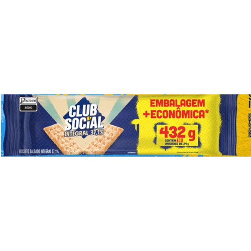 Biscoito Salgado Club Social Integral Embalagem Econômica 432g