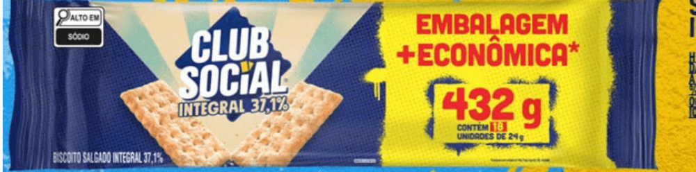 Biscoito Salgado Club Social Integral Embalagem Econômica 432g