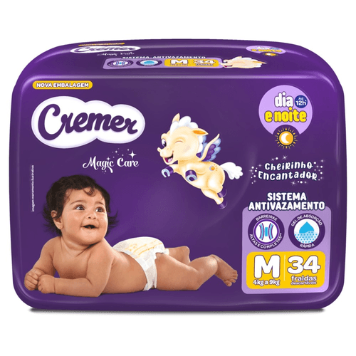 FRALDA CREMER ECONOMICA CHEIRINHO ENCANTADOR M 34UN SISTEMA ANTIVAZAMENTO.