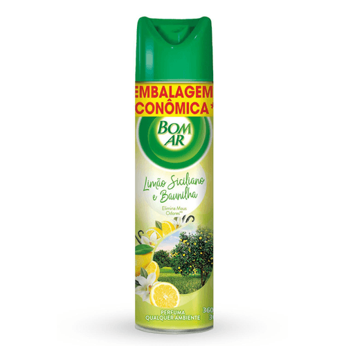 Aromatizador Bom Ar Aerossol Limão Siciliano e Baunilha 360ml Embalagem Econômica