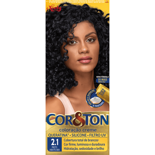 TINTURA PERMANENTE COR&TON CREME 125G* 2.1 PRETO JABUTICABA
