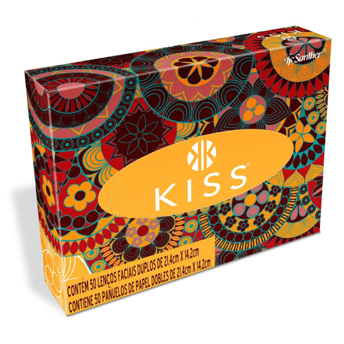 Lenço de Papel Kiss Facial Folha Dupla caixa com 50 lenços