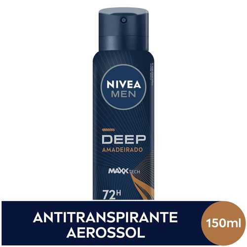 NIVEA MEN Antitranspirante Aerossol Deep Amadeirado MaxxTech 150 ml