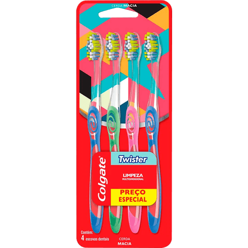 Escova Dental Macia Twister Colgate 4 Unidades Preço Especial