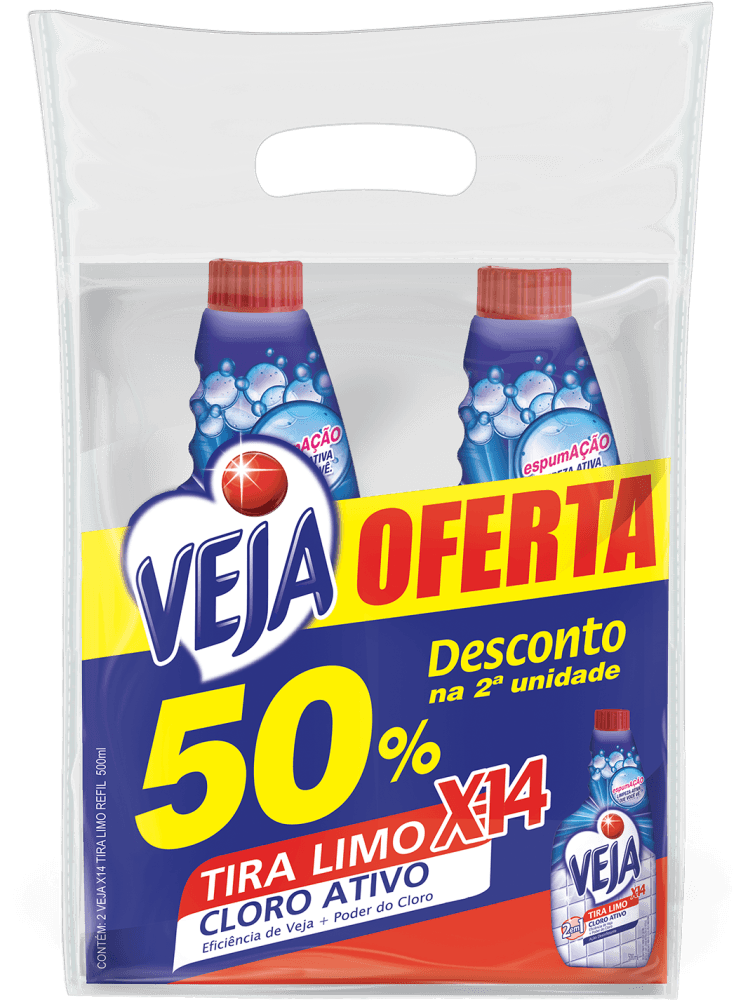 Limpador Tira Limo Veja X14 para Banheiro 500ml 2 unidades com 50% de desconto na 2ª